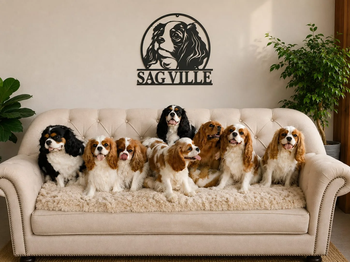Câinii Sag Ville Kennel împreună pe canapea